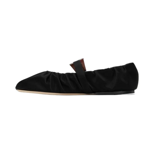 Paris Texas Sveva Plisse Buckle Ballet Flats