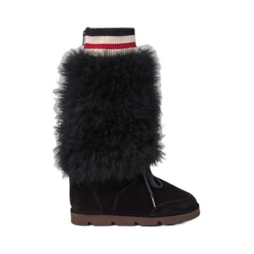 Panelled Mid-Calf Boots