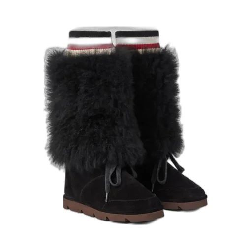 Panelled Mid-Calf Boots