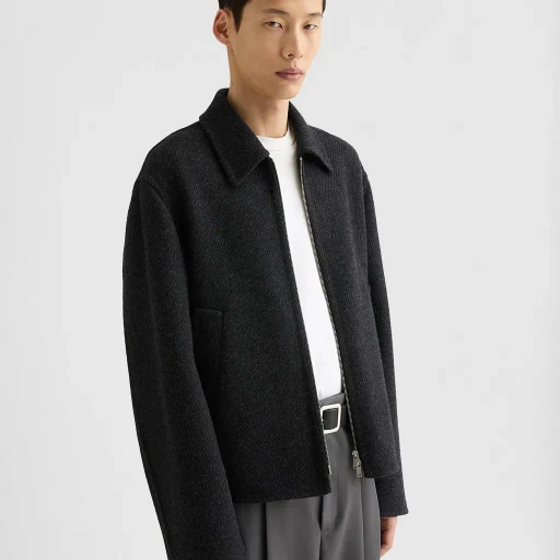 Lightweight Textured Wool Blouson