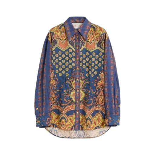 Shirt In Lino Paisley Medaglioni Voyage Imaginaire