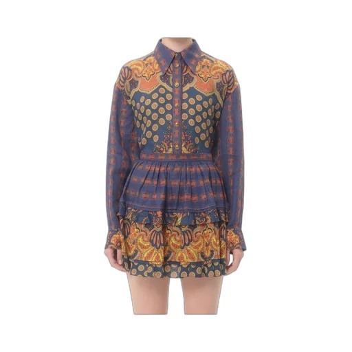Shirt In Lino Paisley Medaglioni Voyage Imaginaire