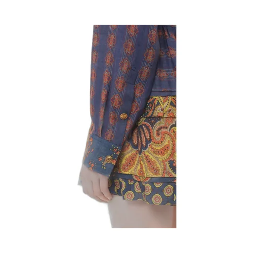 Shirt In Lino Paisley Medaglioni Voyage Imaginaire