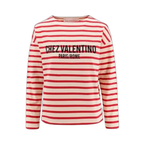 Valentino Logo Printed Striped Crewneck T-Shirt