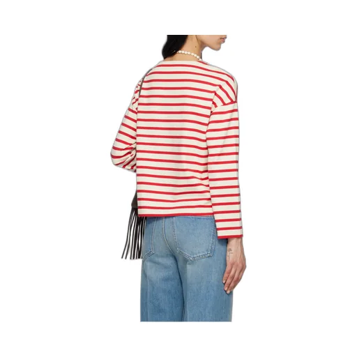 Valentino Logo Printed Striped Crewneck T-Shirt