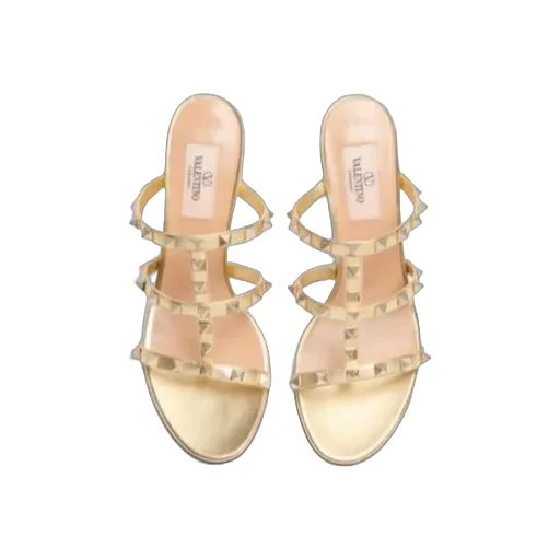 Rockstud Slide Sandal In Laminated Nappa Leather 60Mm