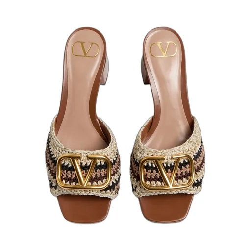 Vlogo Signature Slide Sandal With Crochet Embroidery 60Mm