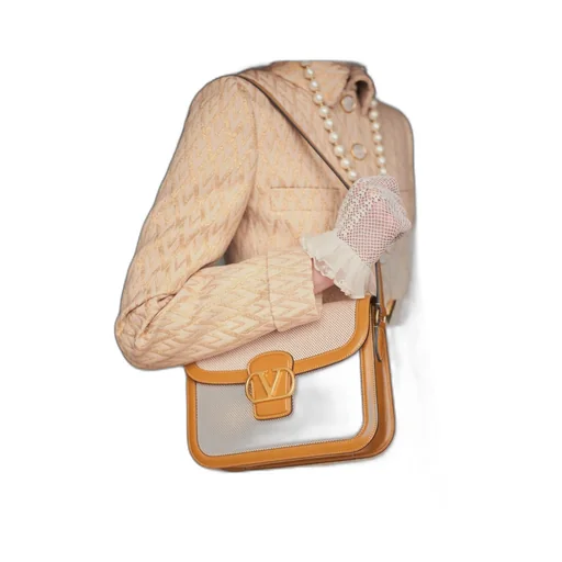 Valentino Logo Plaque Foldover Top Shoulder Bag