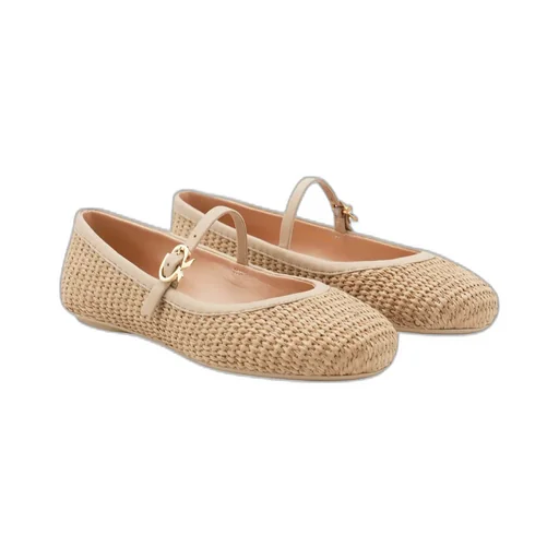 Gianvito Rossi Carla Buckle-Strap Ballerina Shoes