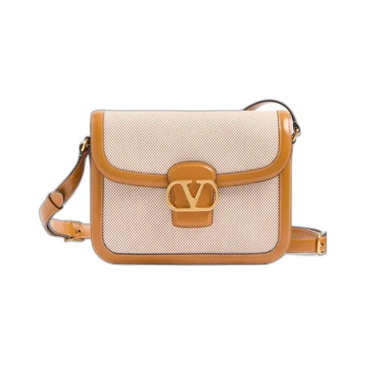 Valentino Logo Plaque Foldover Top Shoulder Bag