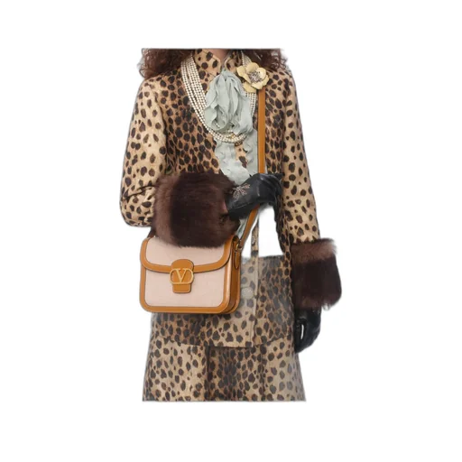 Valentino Logo Plaque Foldover Top Shoulder Bag