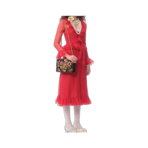 Valentino Vain Embroidered Foldover Top Shoulder Bag