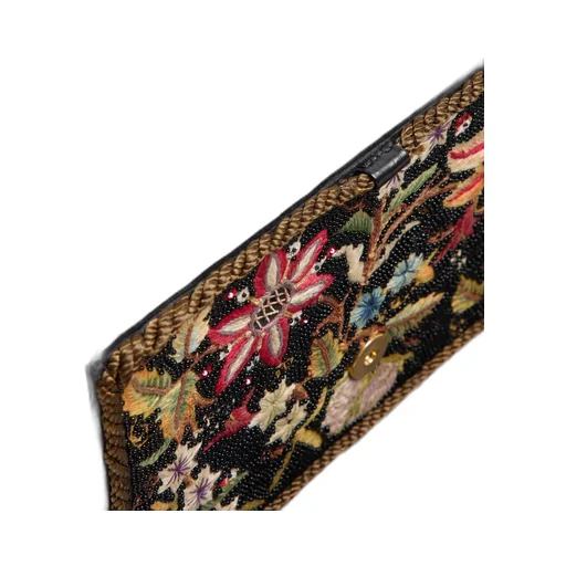 Valentino Vain Embroidered Foldover Top Shoulder Bag