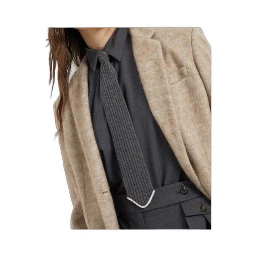 Rib Knit Tie With Monili
