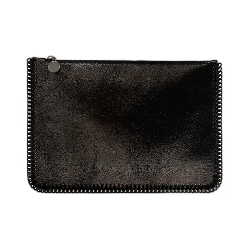 Stella Mccartney Logo Plaque Zipped Clutch Bag