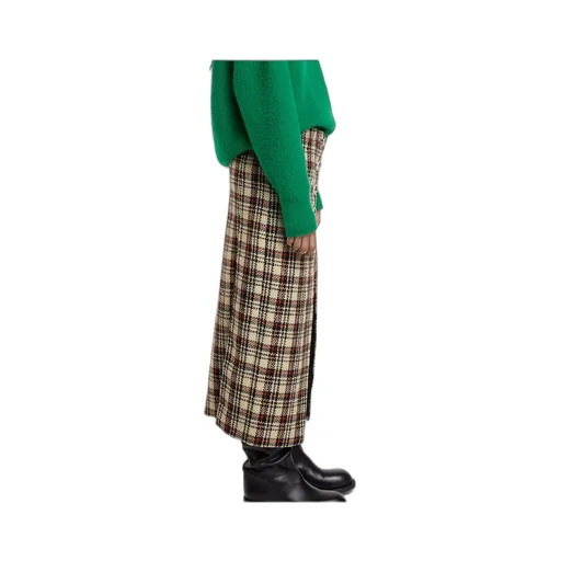 Tartan-Pattern Midi Skirt