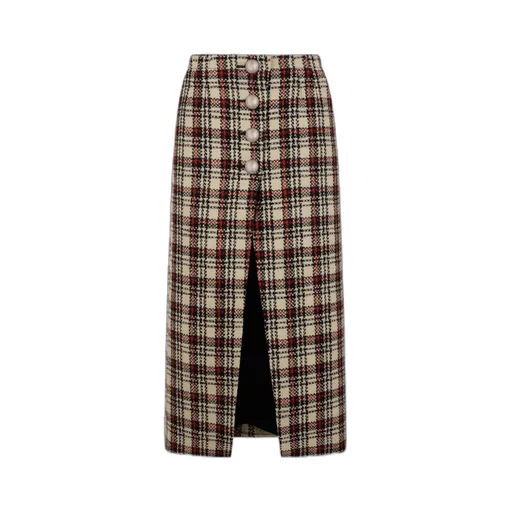 Tartan-Pattern Midi Skirt