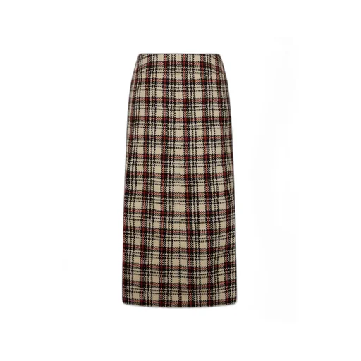 Tartan-Pattern Midi Skirt