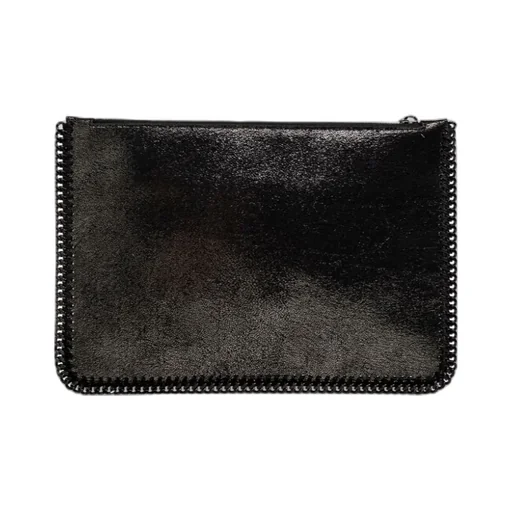 Stella Mccartney Logo Plaque Zipped Clutch Bag