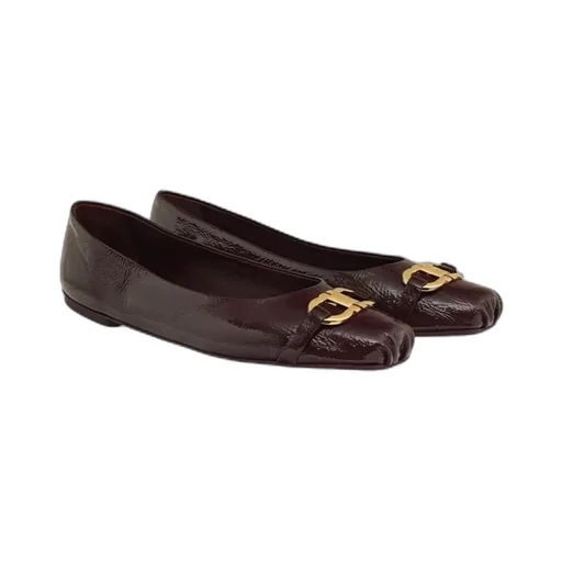 Ferragamo Gancini Embellished Ballet Flat Shoes