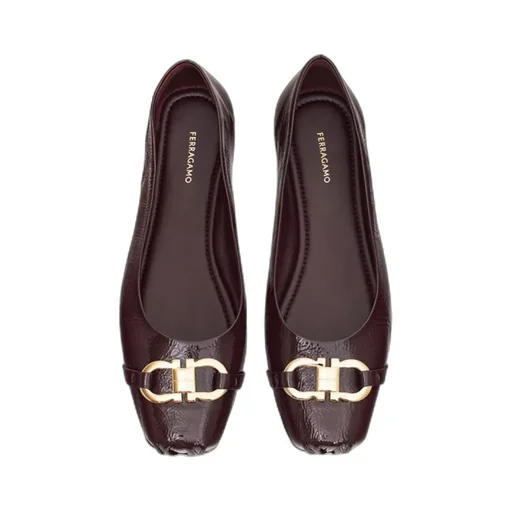 Ferragamo Gancini Embellished Ballet Flat Shoes