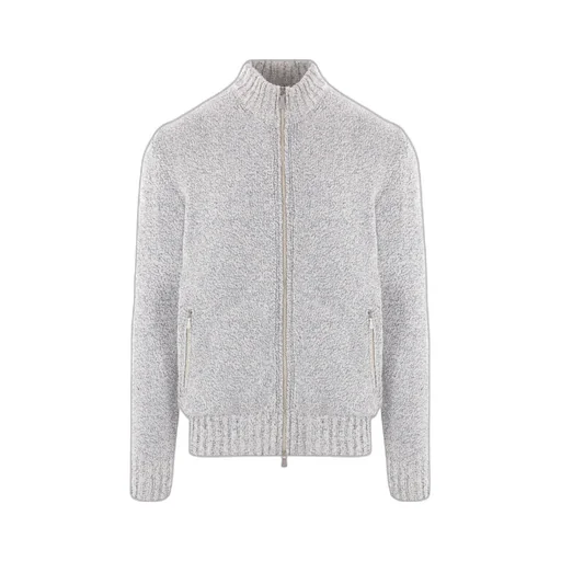Zip-Up Marl-Knit Cardigan