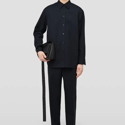 Lightweight Wool Gabardine Tapered Trousers