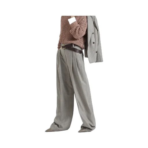 Brunello Cucinelli Pinstripe Wide-Leg Pants