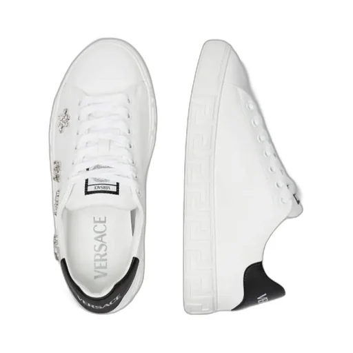 Versace Greca Embellished Lace-Up Sneakers