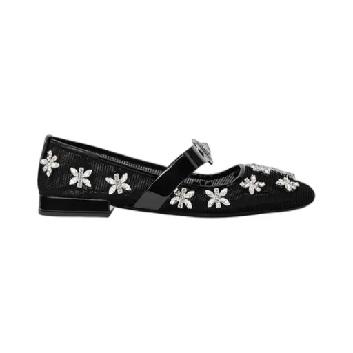 Versace Mesh Gianni Ribbon Ballerinas