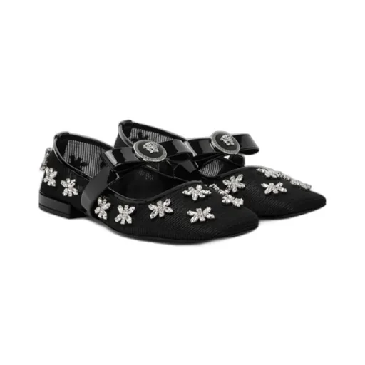 Versace Mesh Gianni Ribbon Ballerinas