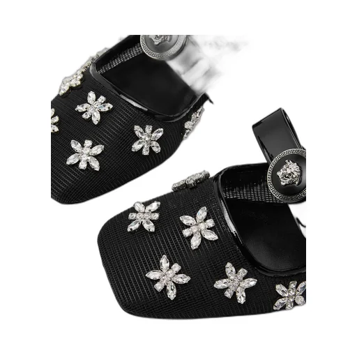 Versace Mesh Gianni Ribbon Ballerinas