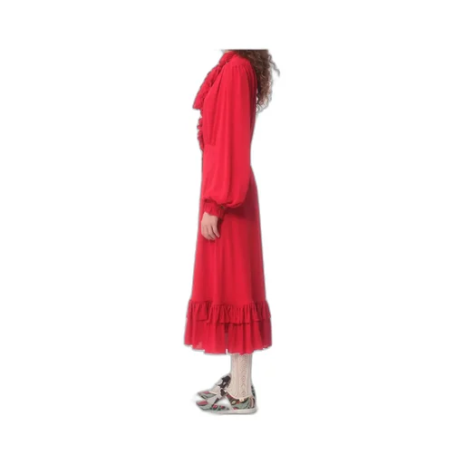 Valentino Ruffle Detailed Georgette Midi Dress