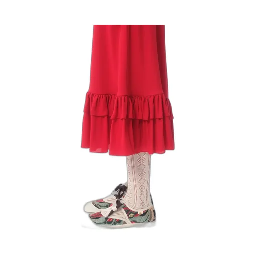 Valentino Ruffle Detailed Georgette Midi Dress