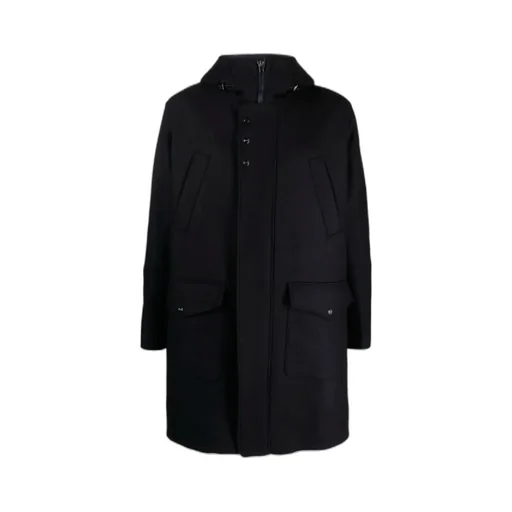Logo-Plaque Fine-Ribbed Parka Coat