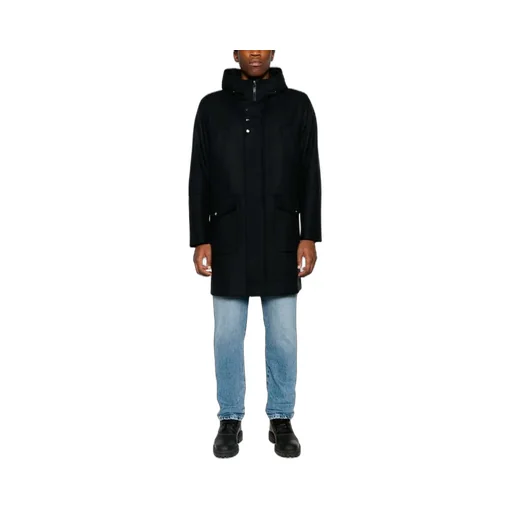Logo-Plaque Fine-Ribbed Parka Coat