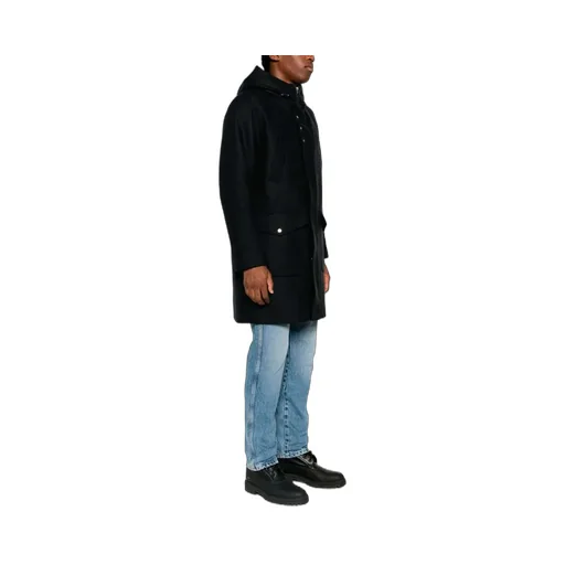 Logo-Plaque Fine-Ribbed Parka Coat