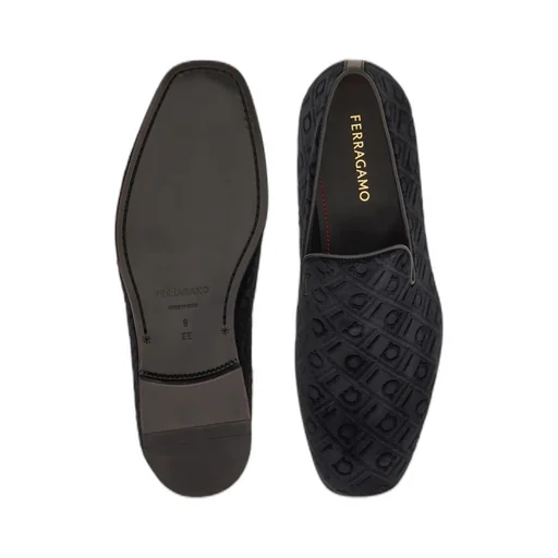 Ferragamo Logo Jacquard Round Toe Loafers
