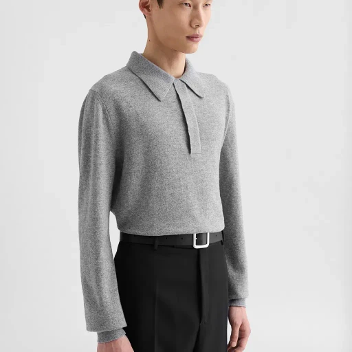Lightweight Wool Polo Sweater