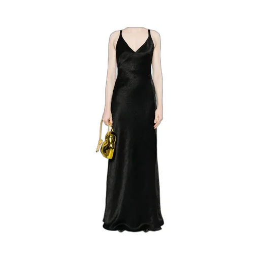 Alexander Mcqueen Crinkled-Finish V-Neck Maxi Dress