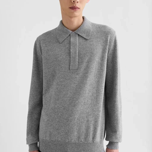 Lightweight Wool Polo Sweater