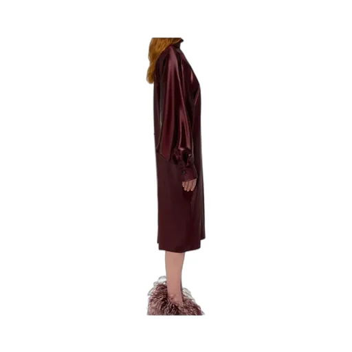 Salvatore Ferragamo High-Neck Long-Sleeved Satin Dress