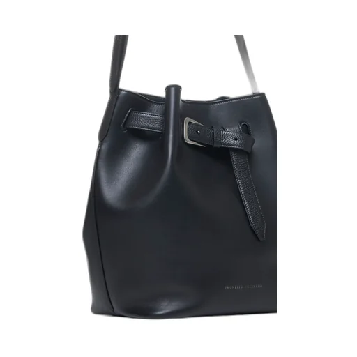 Brunello Cucinelli Logo Printed Buckle Detailed Shoulder Bag