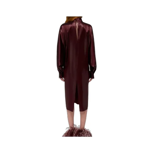 Salvatore Ferragamo High-Neck Long-Sleeved Satin Dress