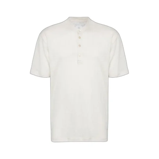 Buttoned Linen-Cotton T-Shirt
