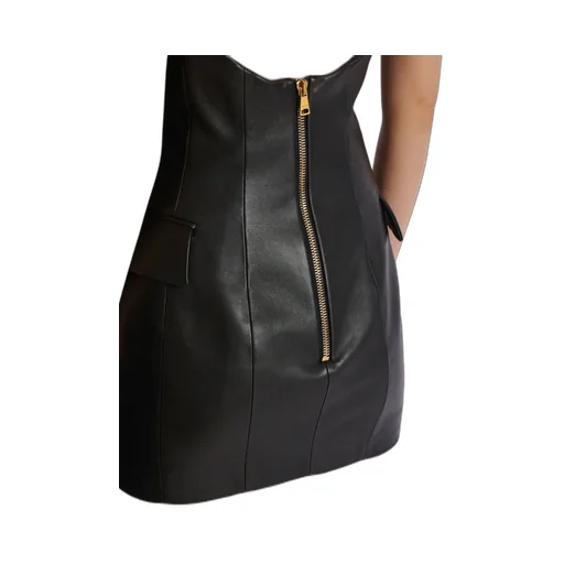 Lambskin Leather Halterneck Dress
