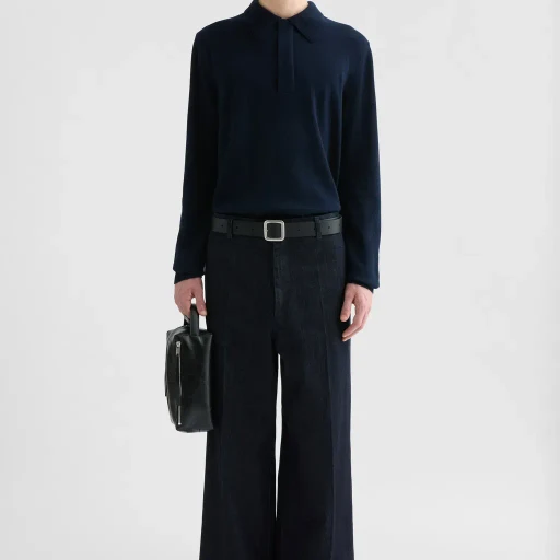 Lightweight Wool Polo Sweater
