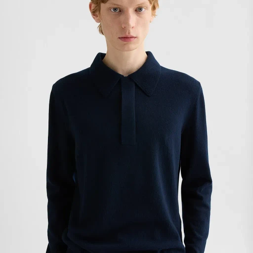 Lightweight Wool Polo Sweater