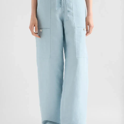 Linen Blend Cargo Trousers