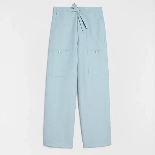 Linen Blend Cargo Trousers